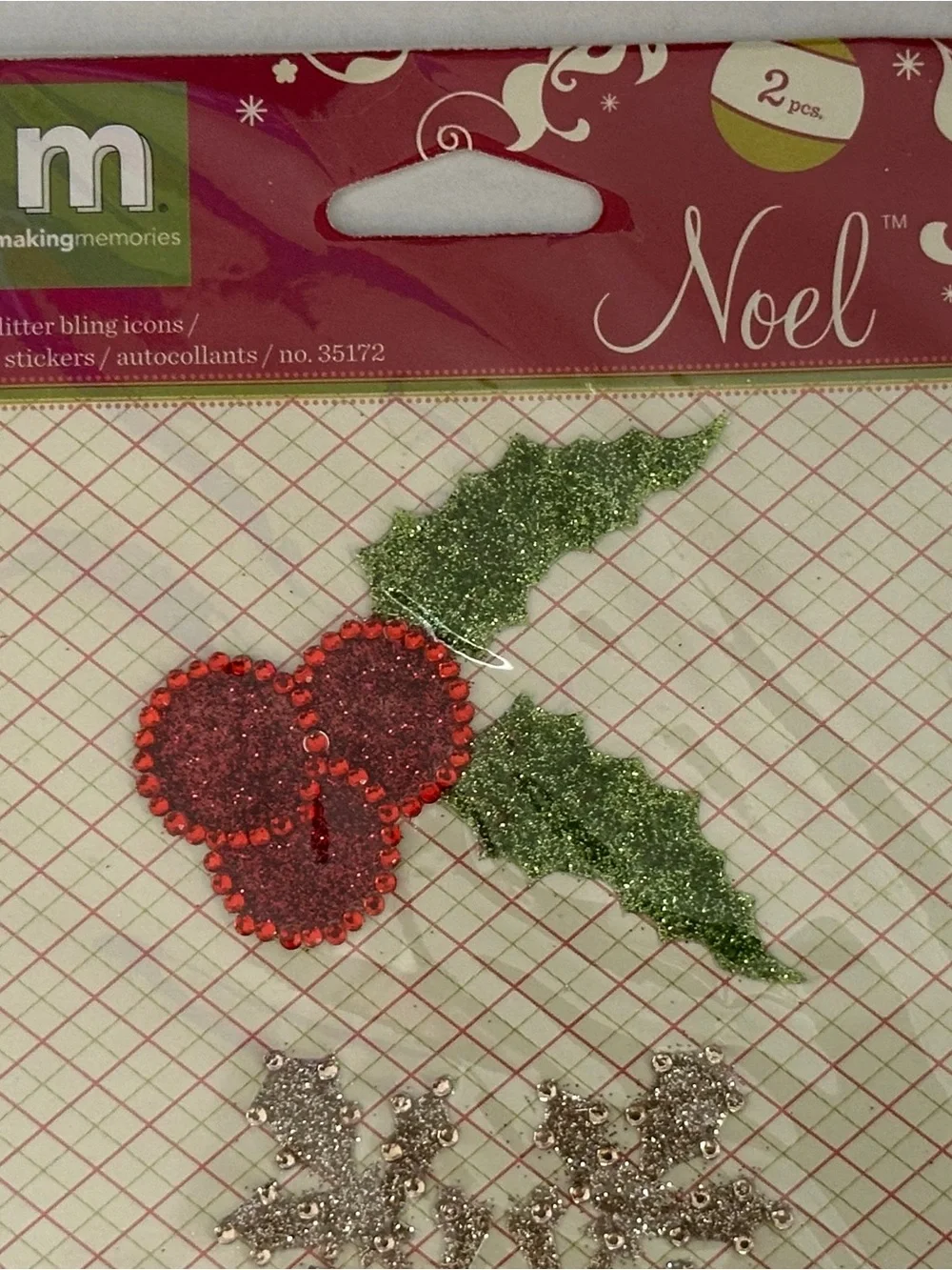 NWT Making Memories Noel Christmas Glitter Bling Icons Stickers Snow Flake Holly